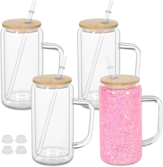 20oz Glass Cup Snowglobe with Handle